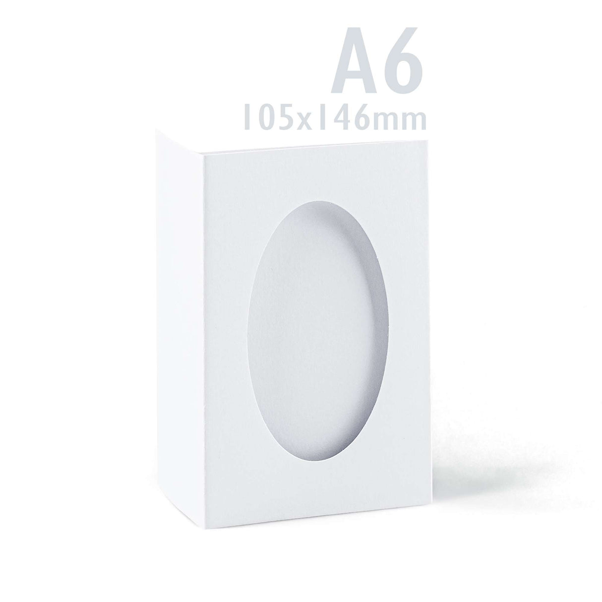 Vita tredelade kort med ovalt fönster – förpackning