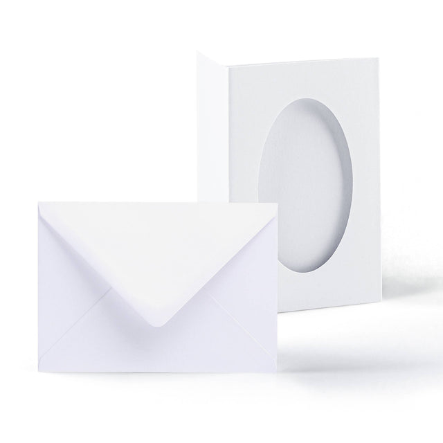 White Tri-Fold Oval Aperture Cards Pack