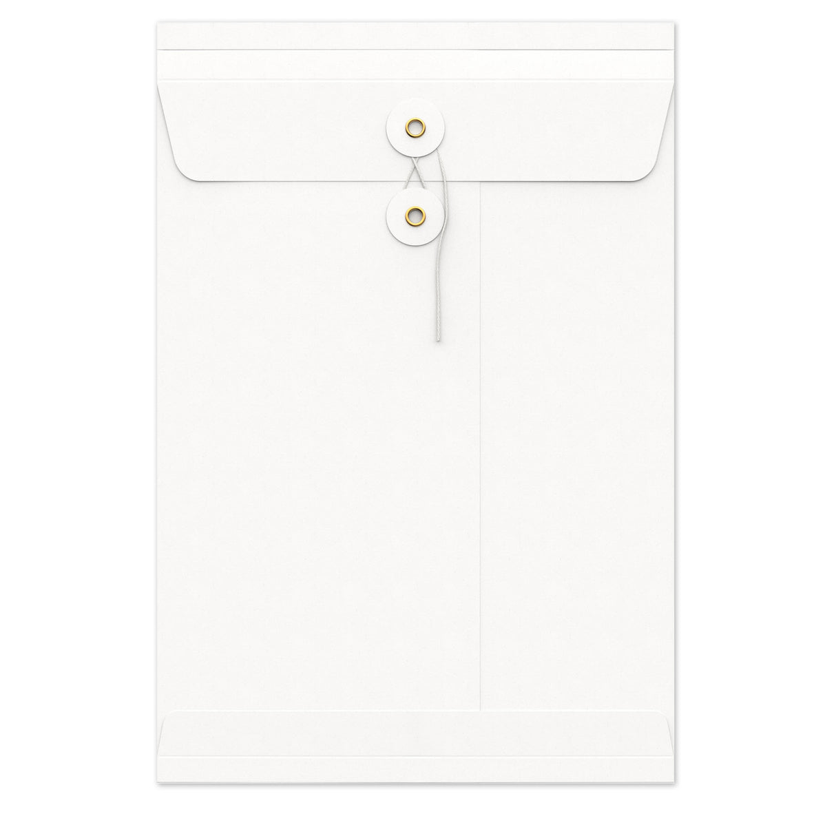 Kuvert med sträng och bricka och bälgsidor